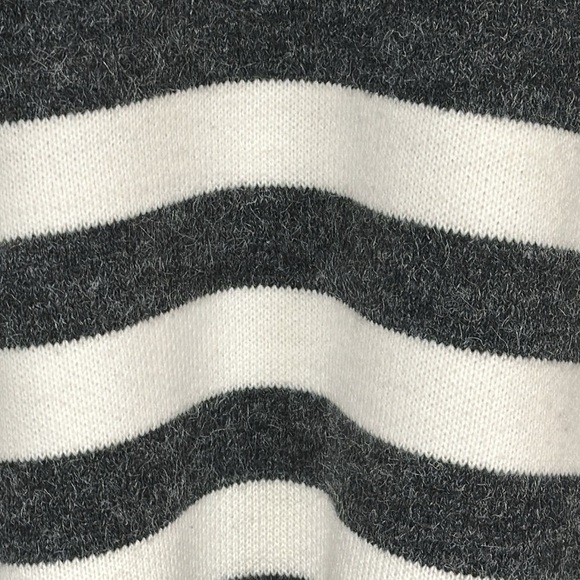 Baciano Charcoal Grey and white Color Block / Striped Knit Long Cardigan, XL - Picture 7 of 9